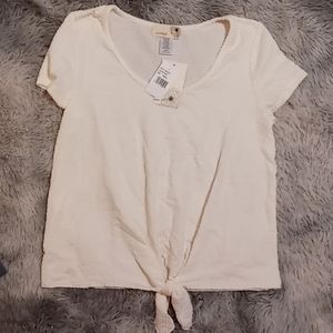 Womens xsmall rib tie front top